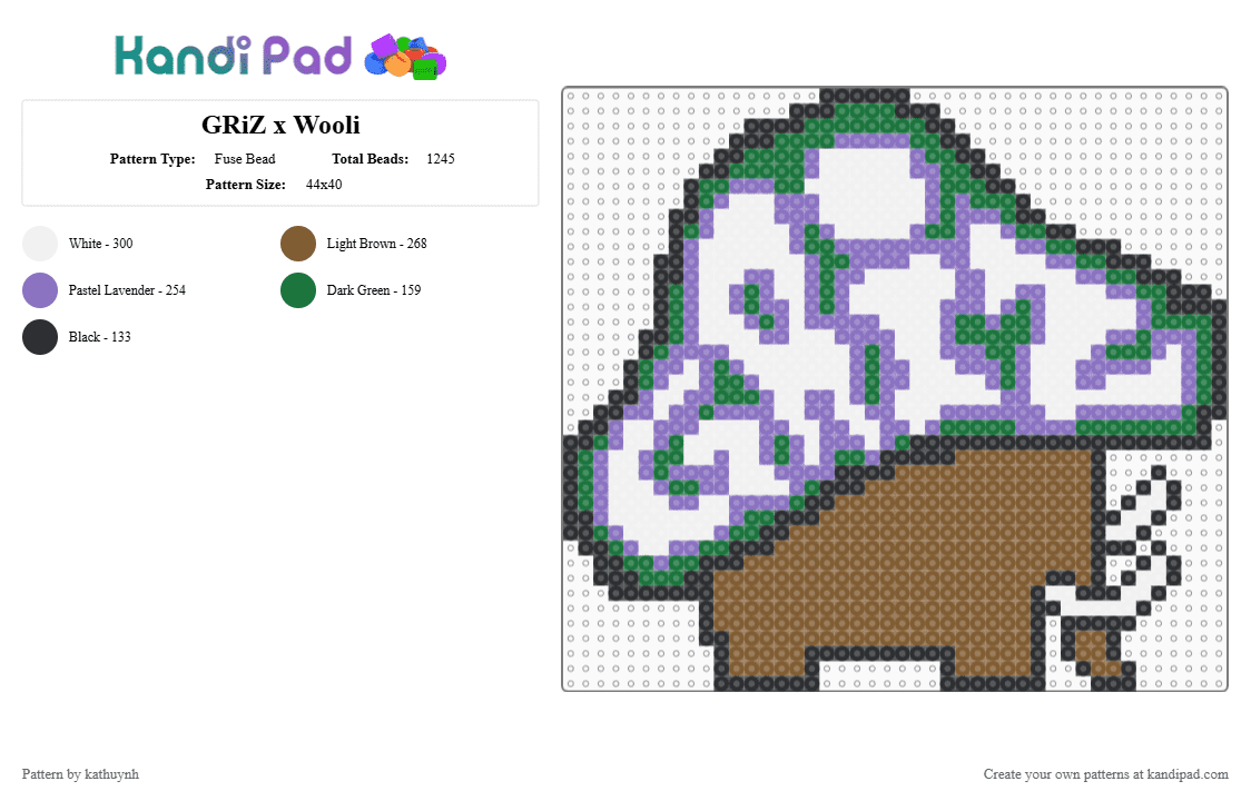 GRiZ x Wooli - Fuse Bead Pattern by kathuynh on Kandi Pad - blue,tan