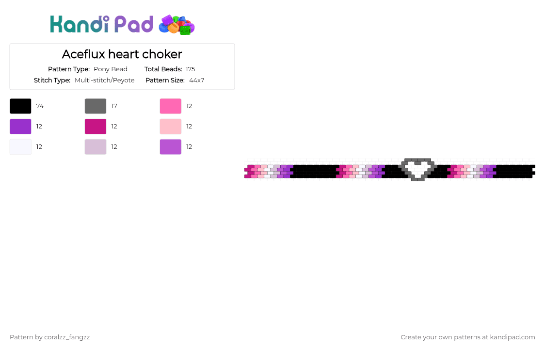 Aceflux heart choker - Pony Bead Pattern by coralzz_fangzz on Kandi Pad - pink