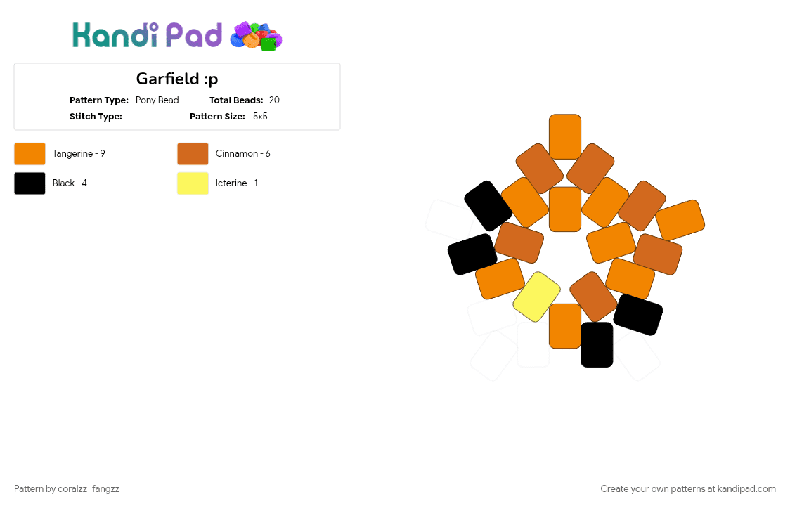 Garfield :p - Pony Bead Pattern by coralzz_fangzz on Kandi Pad - orange