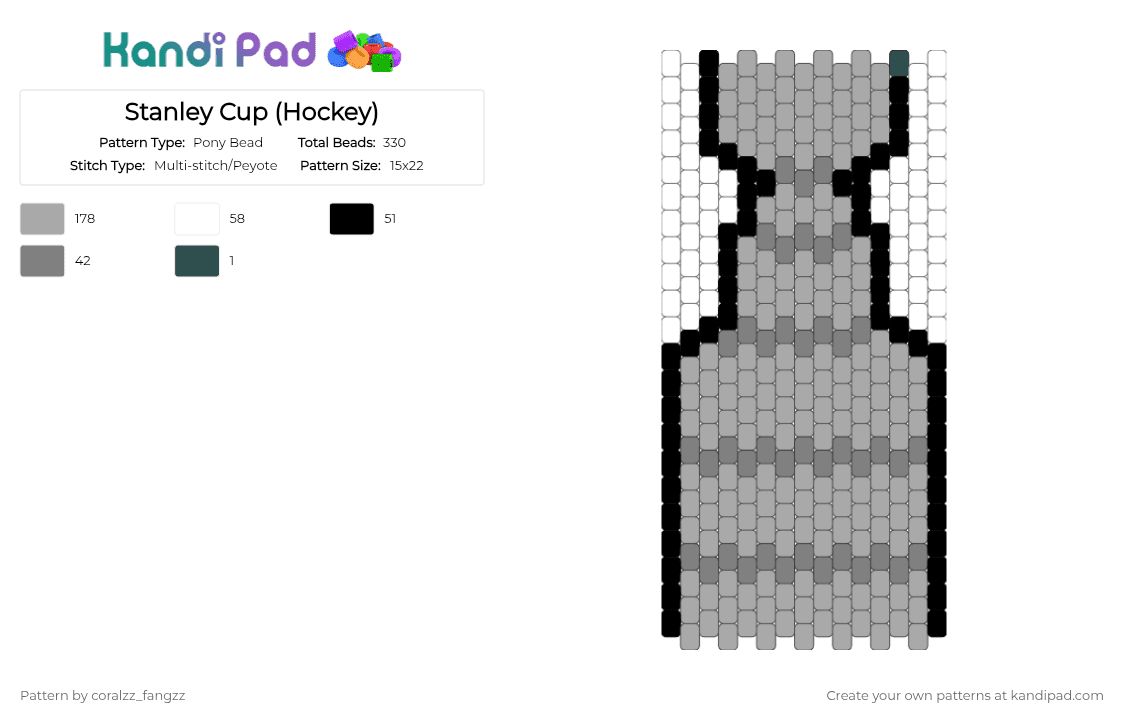 Stanley Cup (Hockey) - Pony Bead Pattern by coralzz_fangzz on Kandi Pad - beige,hockey,stanleycup,nhl,trophy,sports,hockeycup,professional