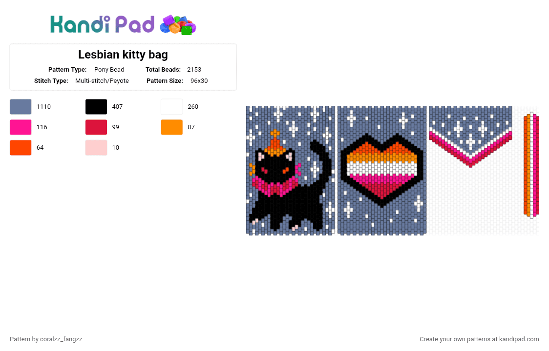 Lesbian kitty bag - Pony Bead Pattern by coralzz_fangzz on Kandi Pad - blue