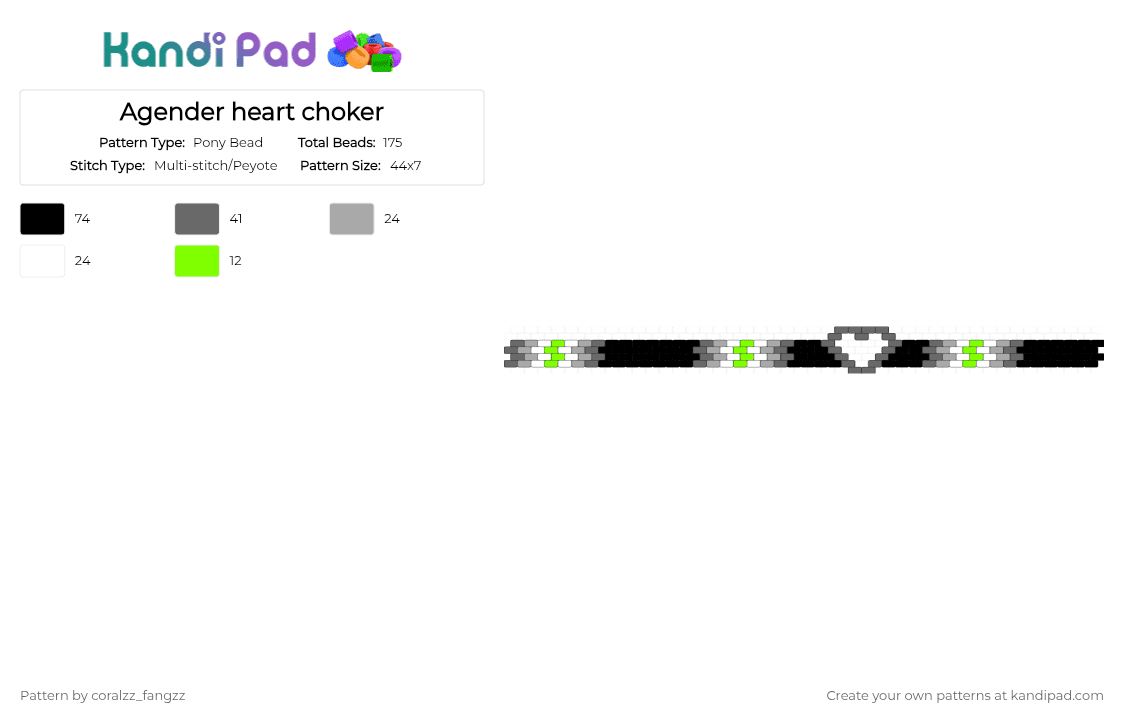 Agender heart choker - Pony Bead Pattern by coralzz_fangzz on Kandi Pad - 