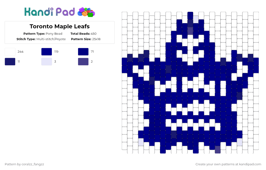 Toronto Maple Leafs - Pony Bead Pattern by coralzz_fangzz on Kandi Pad - white,purple,torontomapleleafs,hockey,nhl,professionalhockey