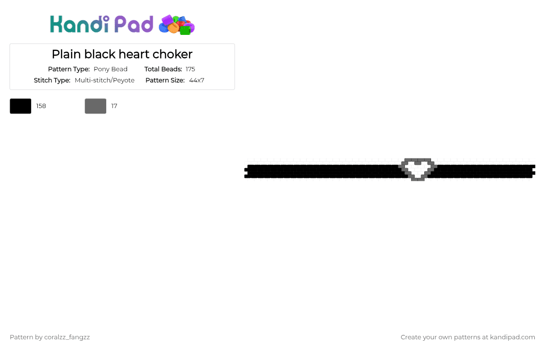 Plain black heart choker - Pony Bead Pattern by coralzz_fangzz on Kandi Pad - black