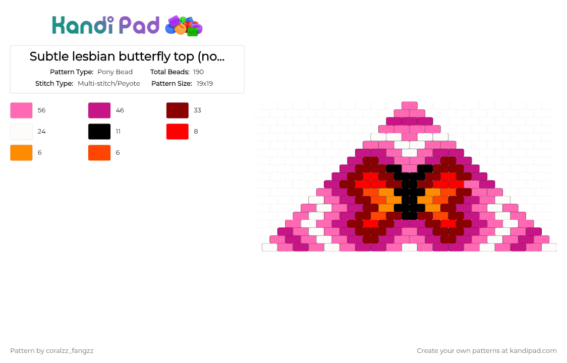 Subtle lesbian butterfly top (not my design!!) - Pony Bead Pattern by coralzz_fangzz on Kandi Pad - pink