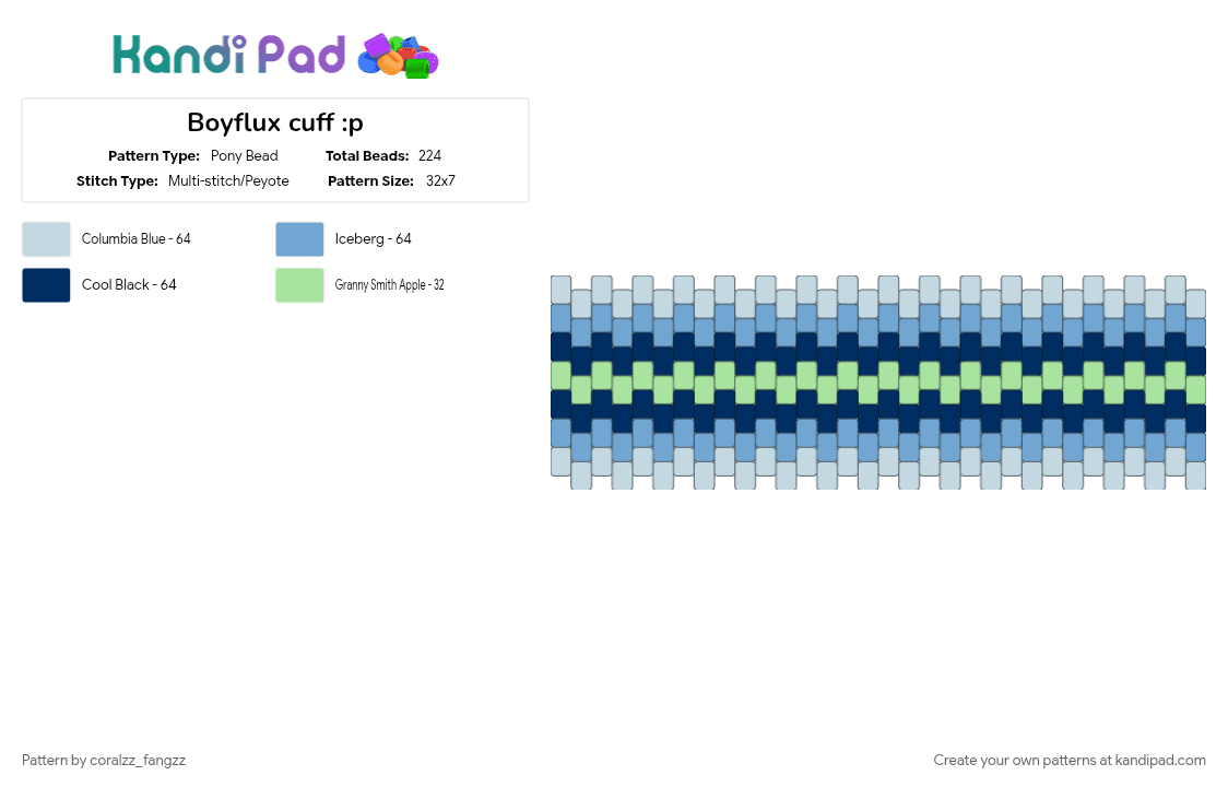 Boyflux cuff :p - Pony Bead Pattern by coralzz_fangzz on Kandi Pad - blue, light blue