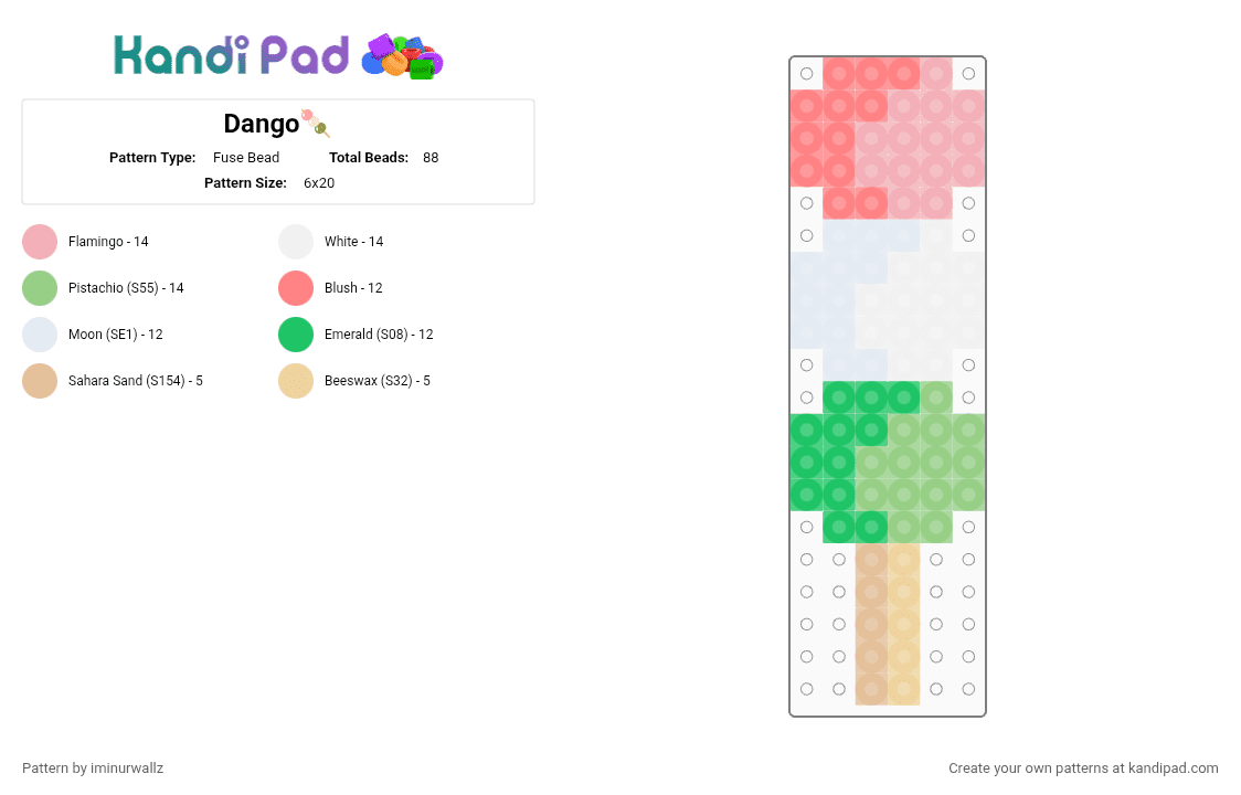Dango🍡 - Fuse Bead Pattern by iminurwallz on Kandi Pad - beige