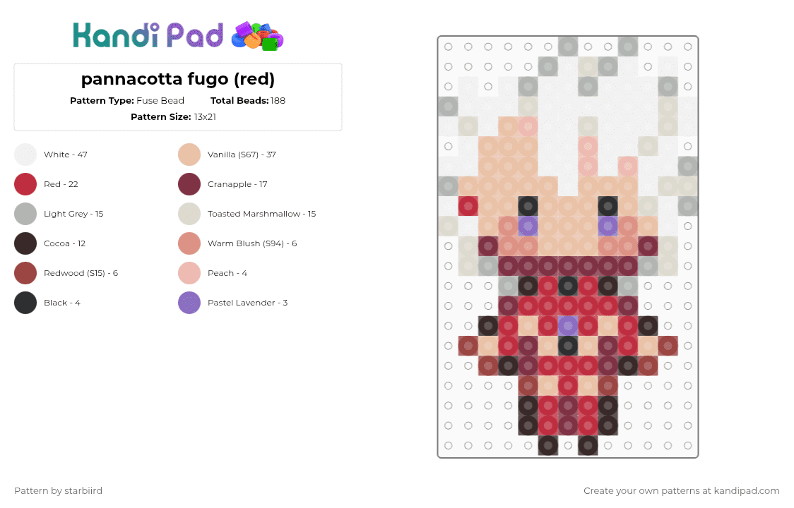 pannacotta fugo (red) - Fuse Bead Pattern by starbiird on Kandi Pad - beige,jjba,pannacotta fugo