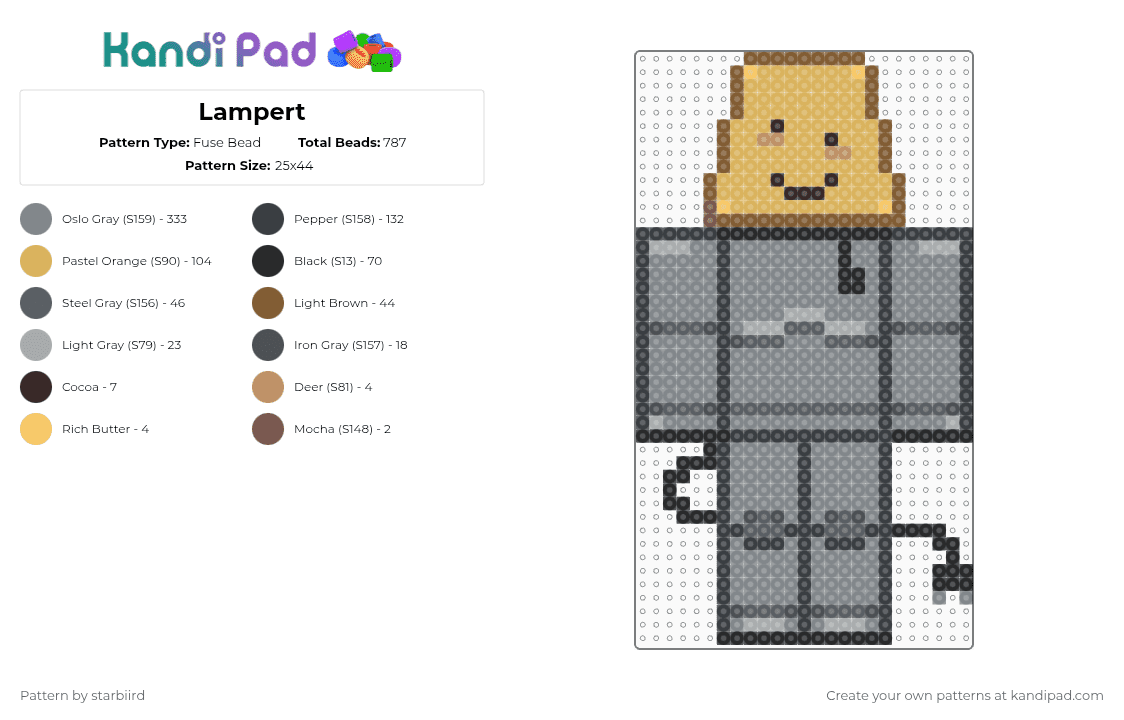 Lampert - Fuse Bead Pattern by starbiird on Kandi Pad - gray,orange,regretevator,lampert,lampert regretevator,roblox,cotdlamps