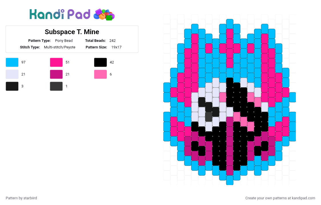 Subspace T. Mine - Pony Bead Pattern by starbiird on Kandi Pad - pink,light blue,phighting,roblox,subspace,subspace phighting,subspace tripmine