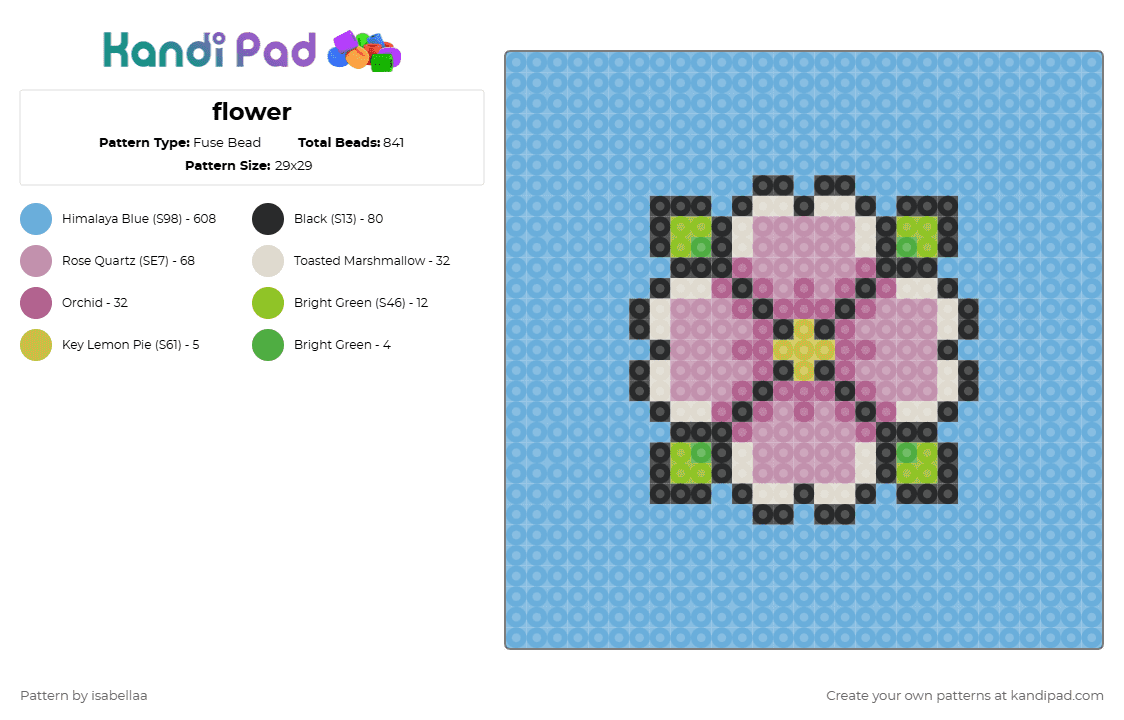 flower - Fuse Bead Pattern by isabellaa on Kandi Pad - light blue