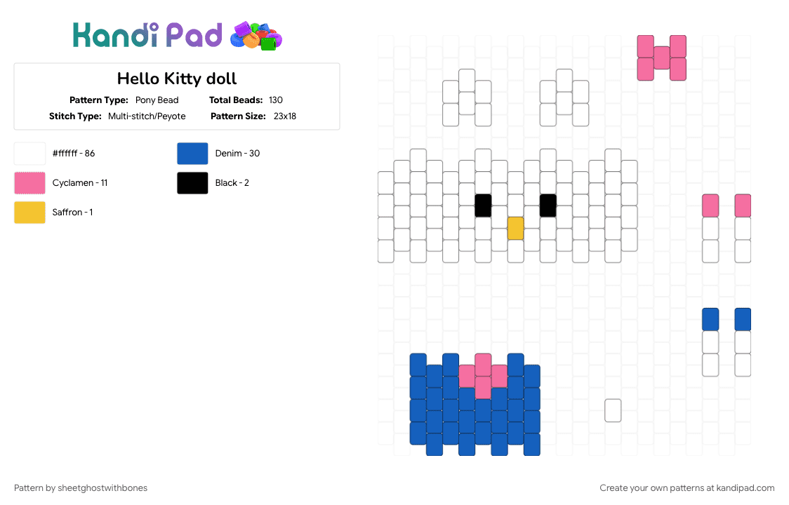 Kitty Background Patterns Hello Kitty doll Pony Bead Pattern - Kandi Pad | Kandi Patterns, Fuse ...