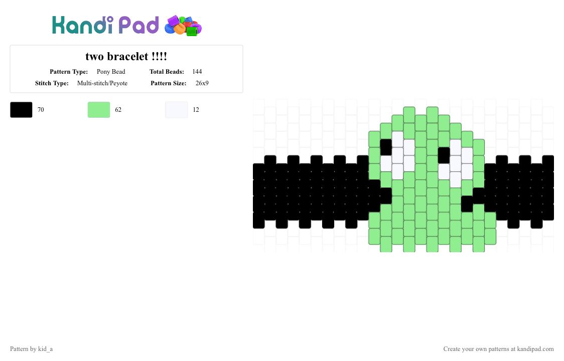two bracelet !!!! - Pony Bead Pattern by kid_a on Kandi Pad - teal,two,bfdi,tpot,osc,object show,battle for dream island,green,black