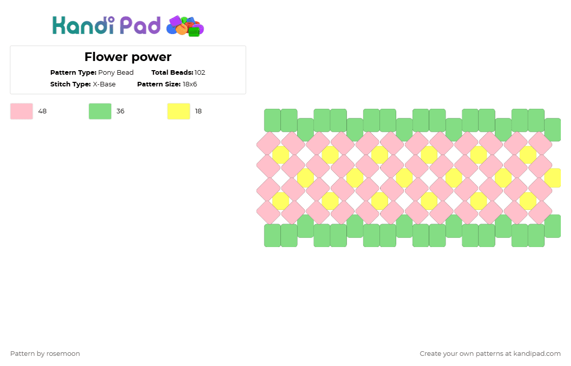 Flower power - Pony Bead Pattern by rosemoon on Kandi Pad - pink,teal