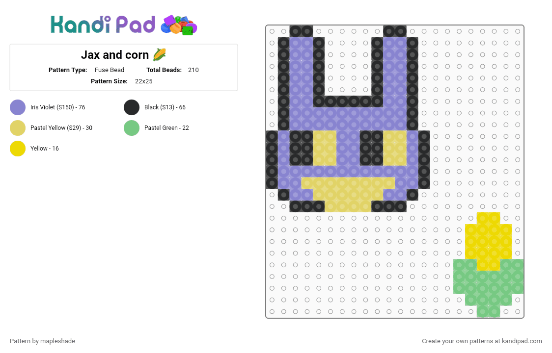 Jax and corn 🌽 - Fuse Bead Pattern by mapleshade on Kandi Pad - blue, yellow