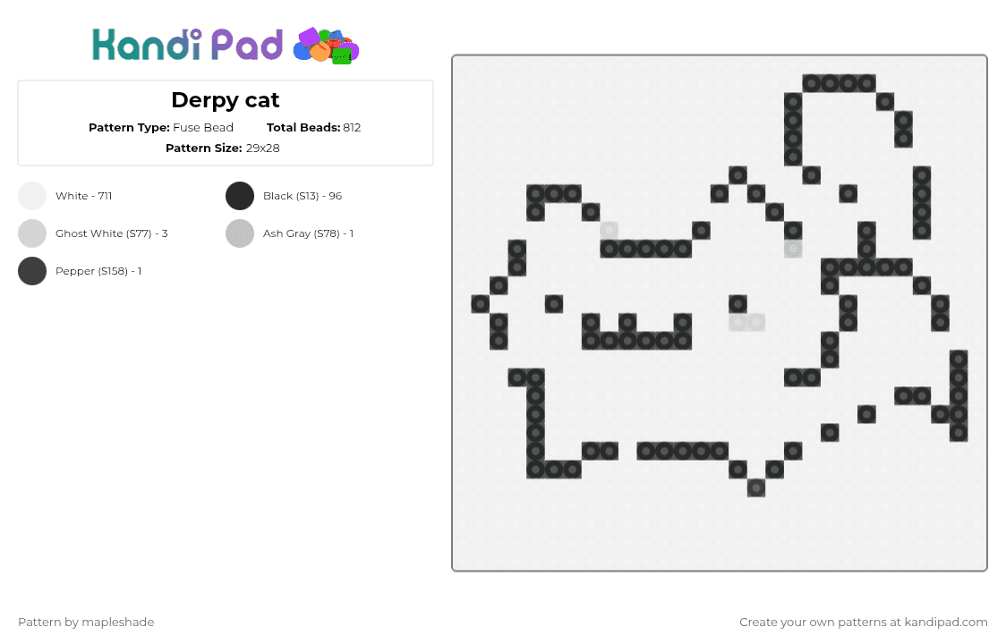 Derpy cat - Fuse Bead Pattern by mapleshade on Kandi Pad - white