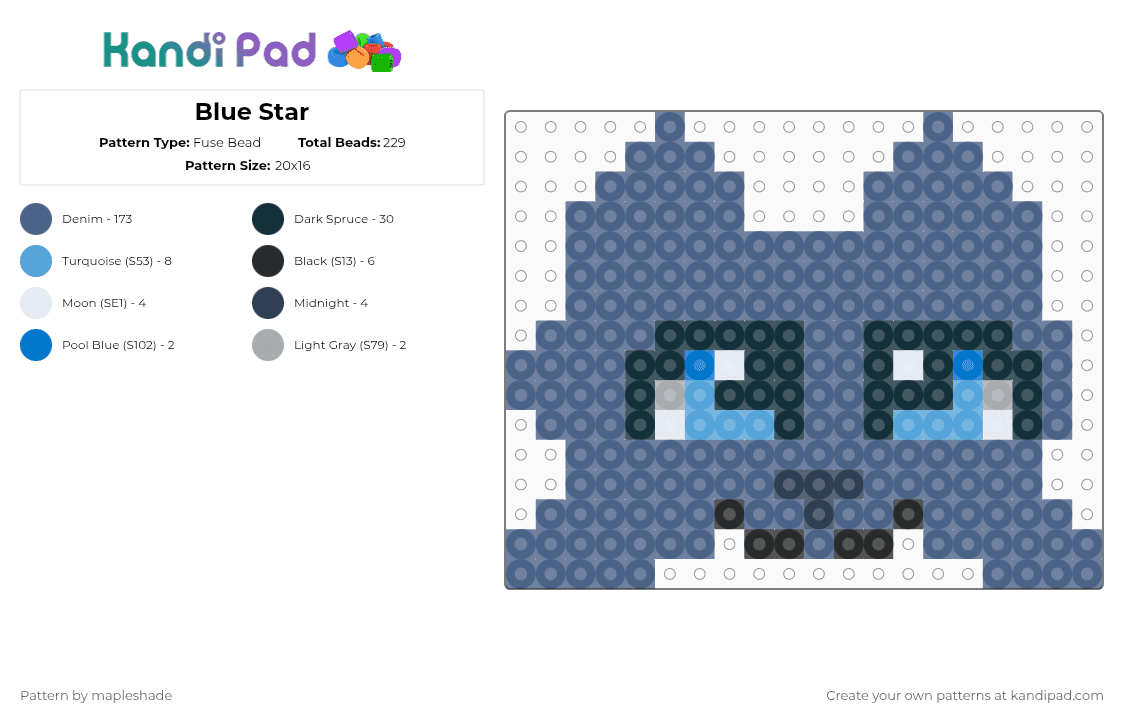 Blue Star - Fuse Bead Pattern by mapleshade on Kandi Pad - blue