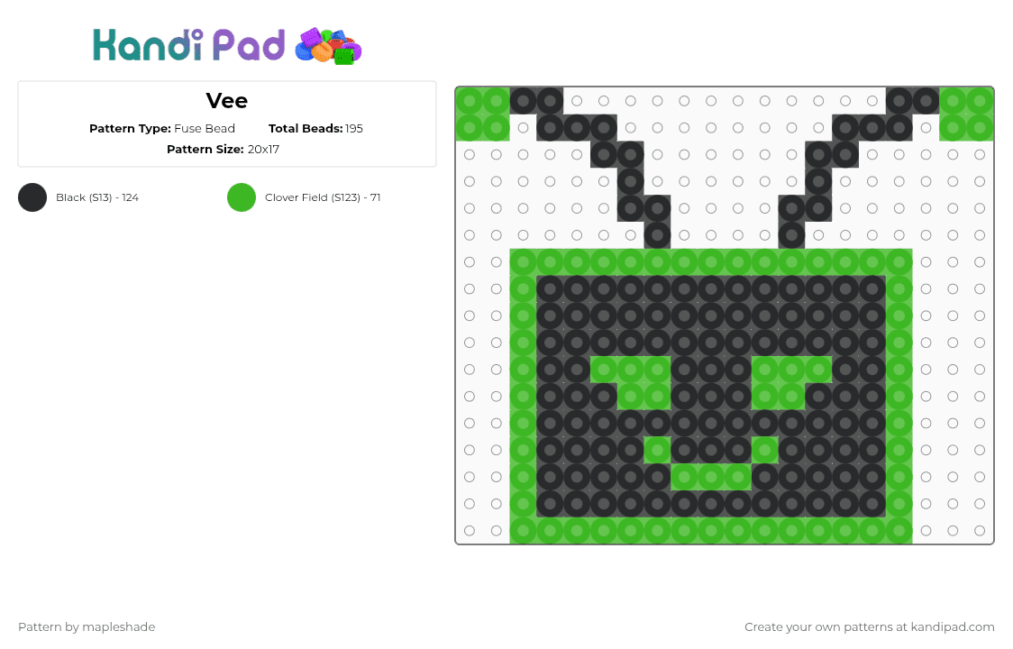 Vee - Fuse Bead Pattern by mapleshade on Kandi Pad - green,black