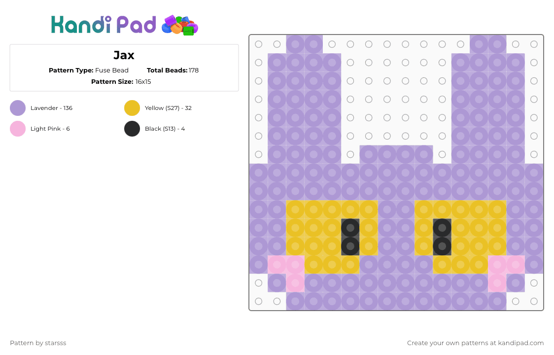 Jax - Fuse Bead Pattern by starsss on Kandi Pad - pink