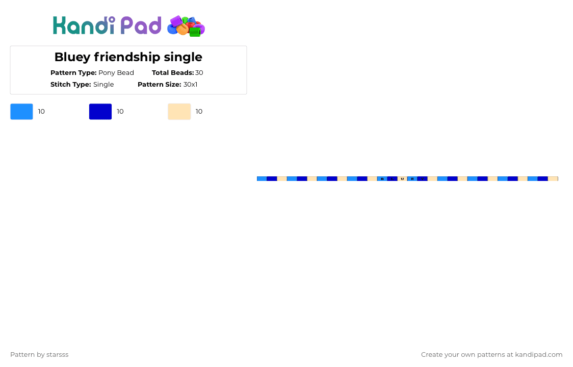 Bluey friendship single - Pony Bead Pattern by starsss on Kandi Pad - light blue,purple,beige