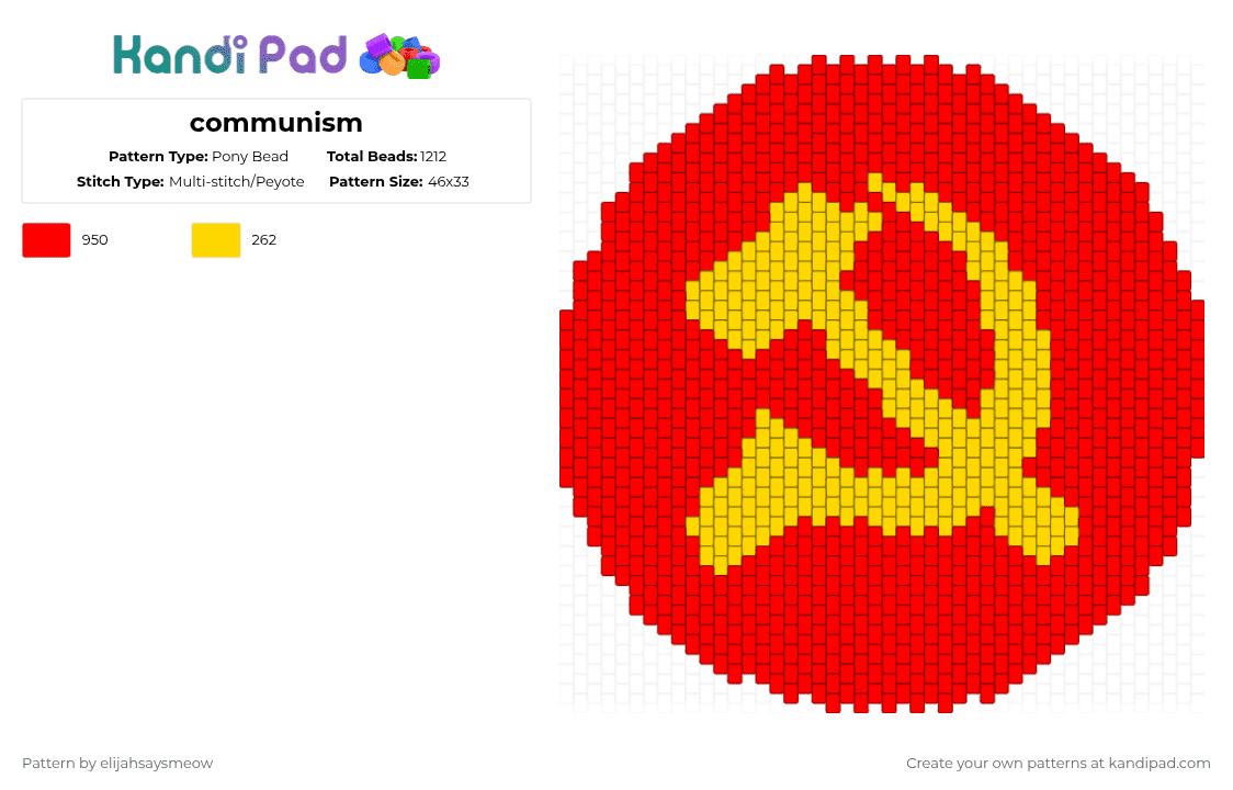 communism - Pony Bead Pattern by elijahsaysmeow on Kandi Pad - red