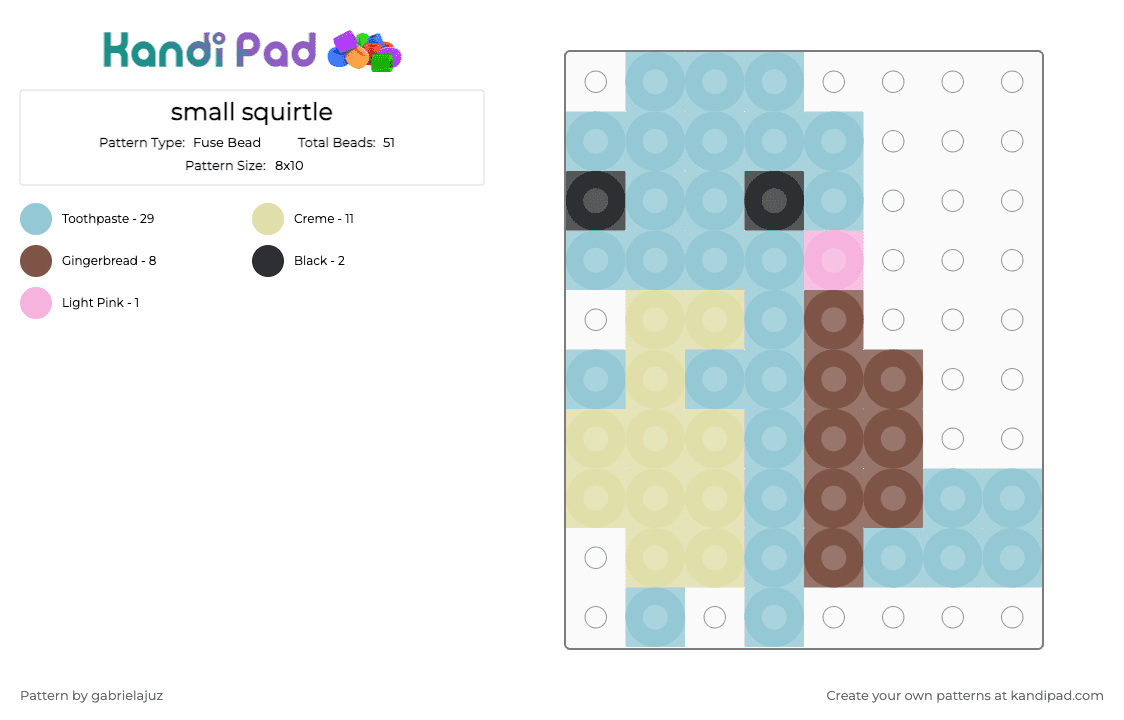 small squirtle - Fuse Bead Pattern by gabrielajuz on Kandi Pad - light blue