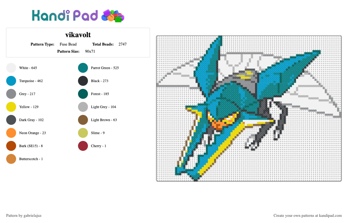 vikavolt - Fuse Bead Pattern by gabrielajuz on Kandi Pad - gray,teal,light blue