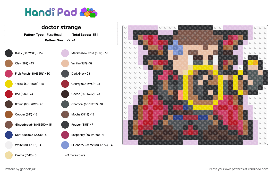 doctor strange - Fuse Bead Pattern by gabrielajuz on Kandi Pad - colorful, pink, red, tan