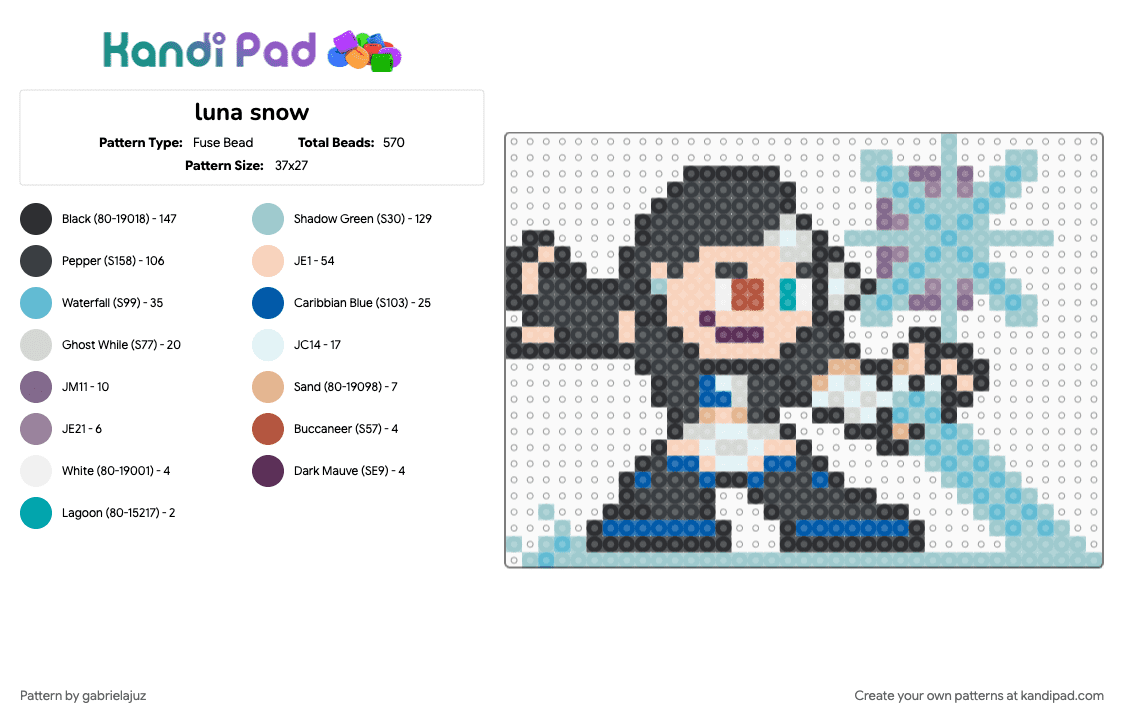 luna snow - Fuse Bead Pattern by gabrielajuz on Kandi Pad - 