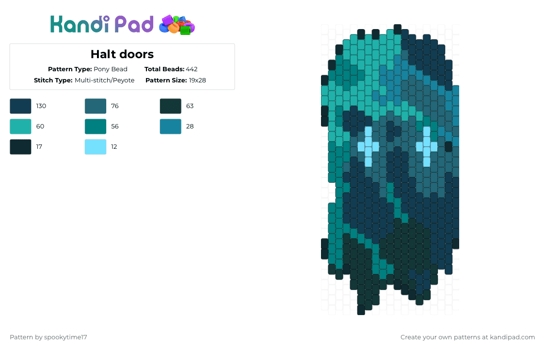 Halt doors - Pony Bead Pattern by spookytime17 on Kandi Pad - teal,blue