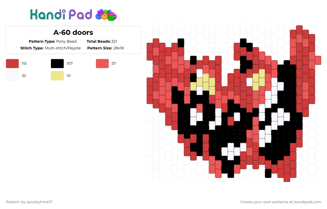 A-60 doors - Pony Bead Pattern by spookytime17 on Kandi Pad - red