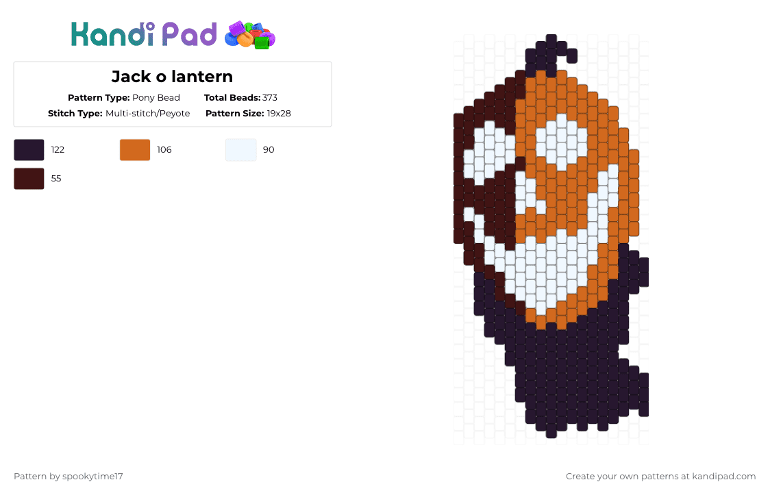Jack o lantern doors - Pony Bead Pattern by spookytime17 on Kandi Pad - orange,brown