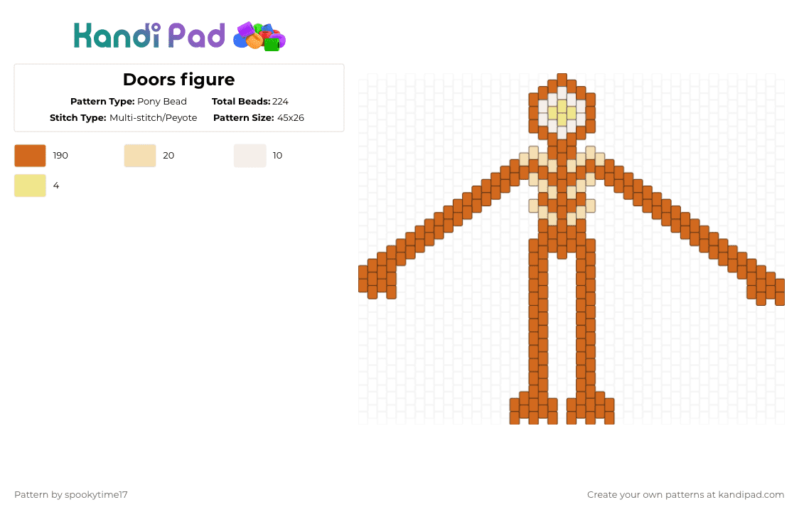 Doors figure - Pony Bead Pattern by spookytime17 on Kandi Pad - orange