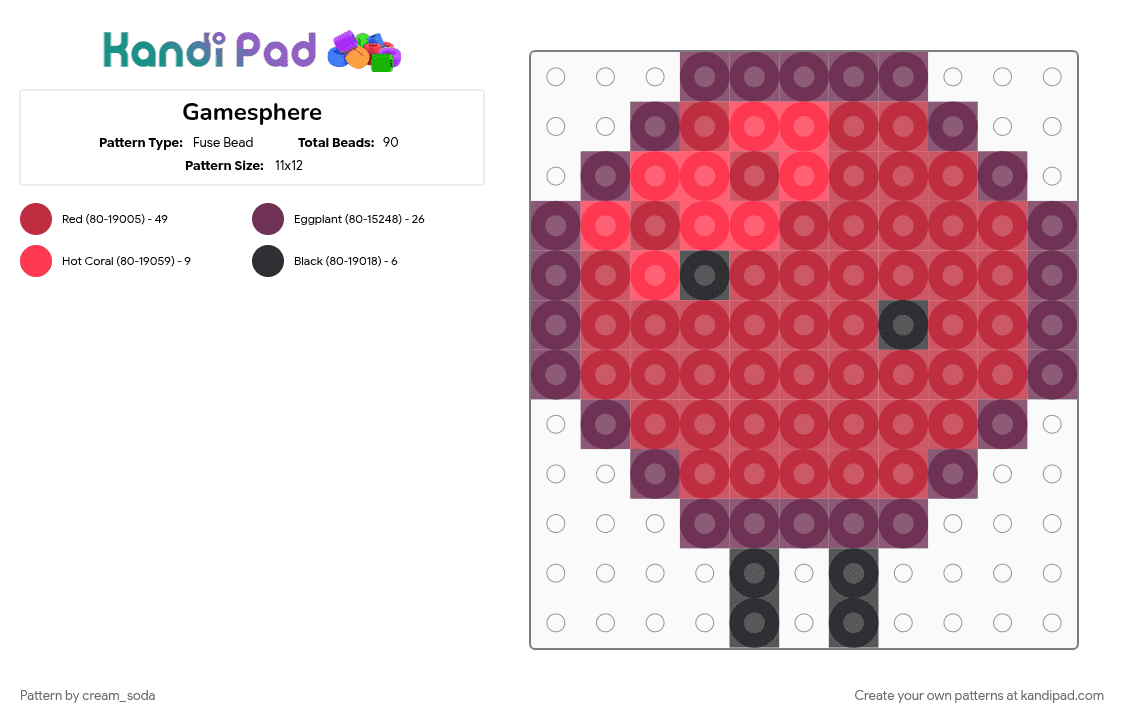 Gamesphere - Fuse Bead Pattern by cream_soda on Kandi Pad - pink, red