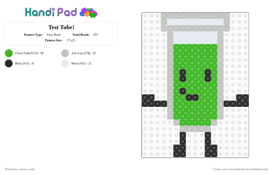 Test Tube! - Fuse Bead Pattern by cream_soda on Kandi Pad - green,beige