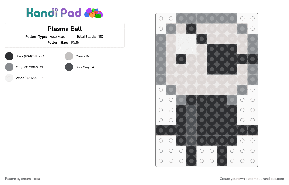 Plasma Ball - Fuse Bead Pattern by cream_soda on Kandi Pad - beige, gray