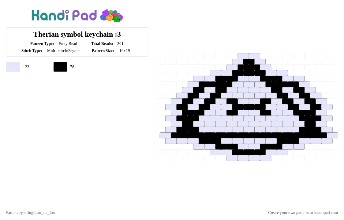 Therian symbol keychain :3 - Pony Bead Pattern by stringbean_da_fox on Kandi Pad - black,white,cotdsymbols,therian,alterhuman,peyote
