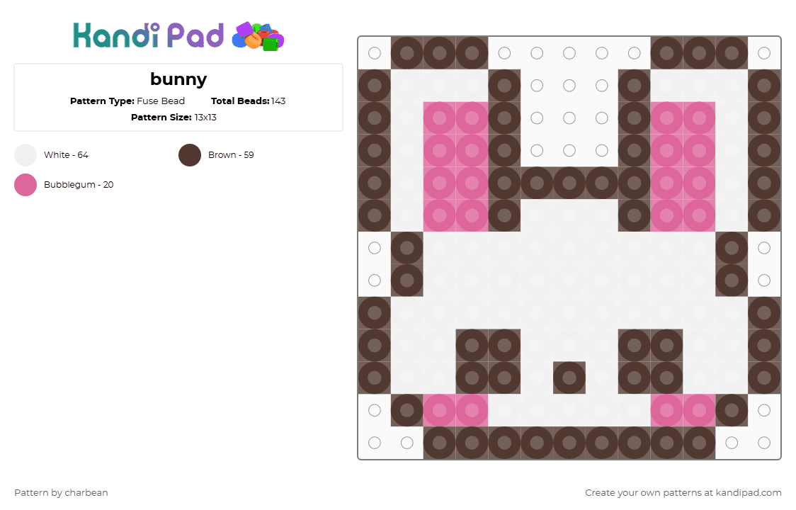 bunny - Fuse Bead Pattern by charbean on Kandi Pad - brown