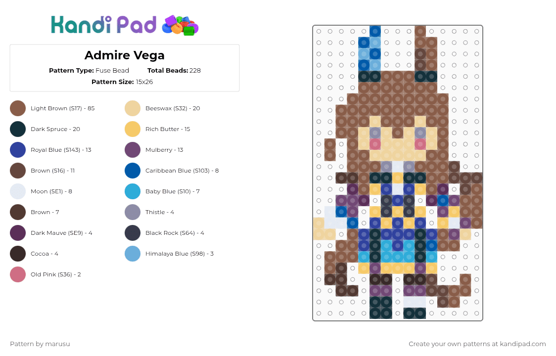 Admire Vega - Fuse Bead Pattern by marusu on Kandi Pad - tan,beige,brown