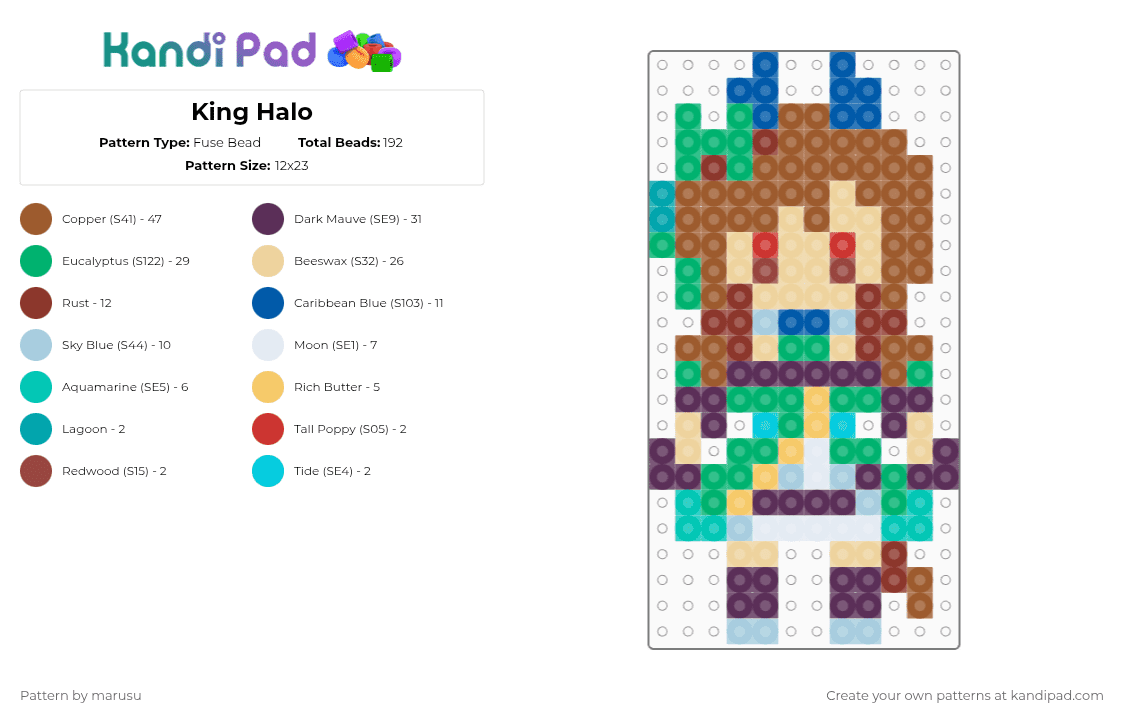 King Halo - Fuse Bead Pattern by marusu on Kandi Pad - green,tan,beige,pink