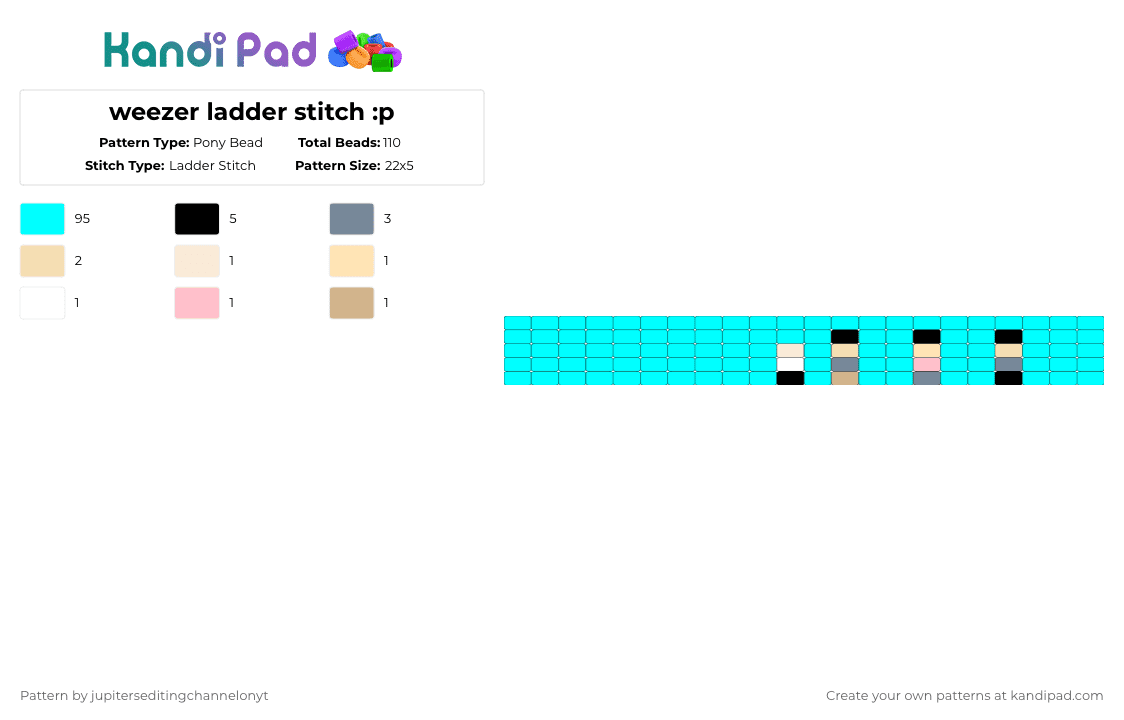 weezer ladder stitch :p - Pony Bead Pattern by jupiterseditingchannelonyt on Kandi Pad - light blue