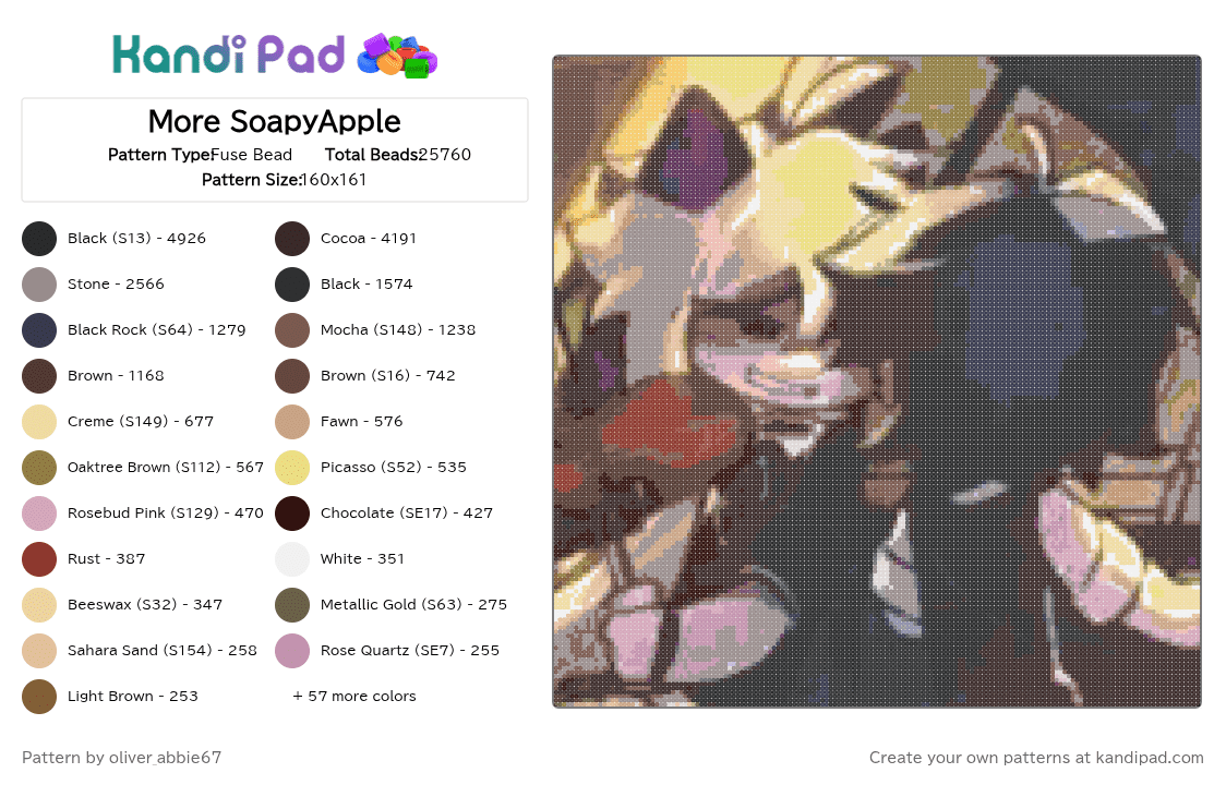 More SoapyApple - Fuse Bead Pattern by teto_vanity32 on Kandi Pad - brown,tan,beige,gray