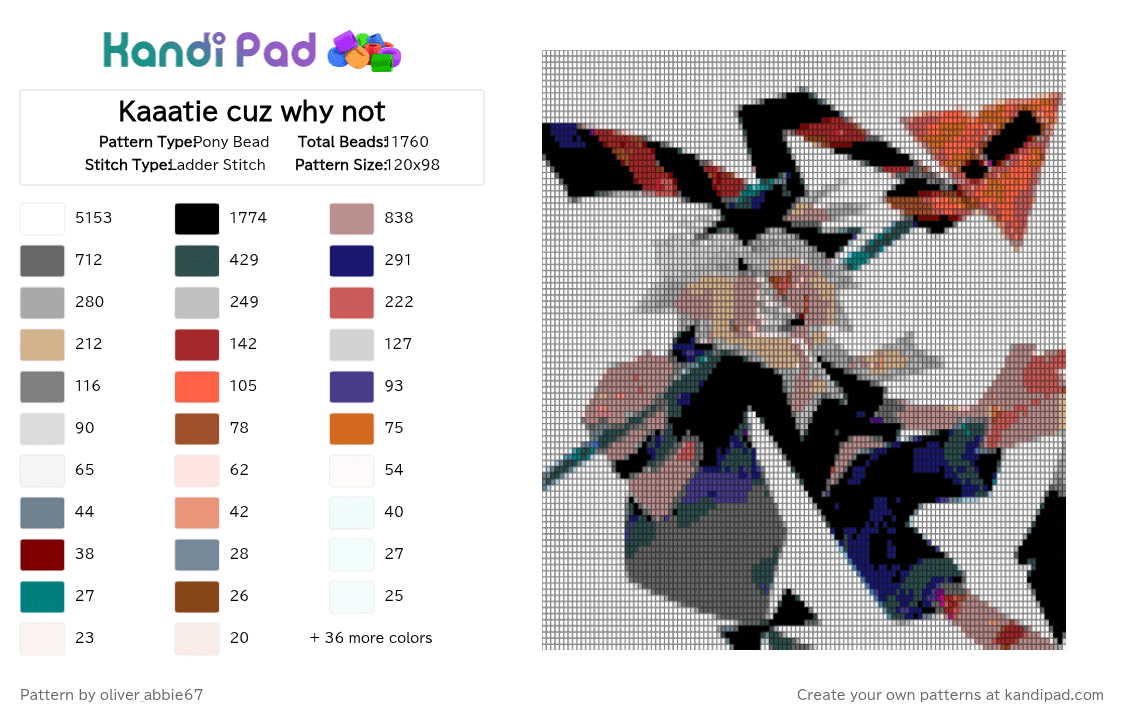 Kaaatie cuz why not - Pony Bead Pattern by teto_vanity32 on Kandi Pad - white,gray,beige,purple,colorful
