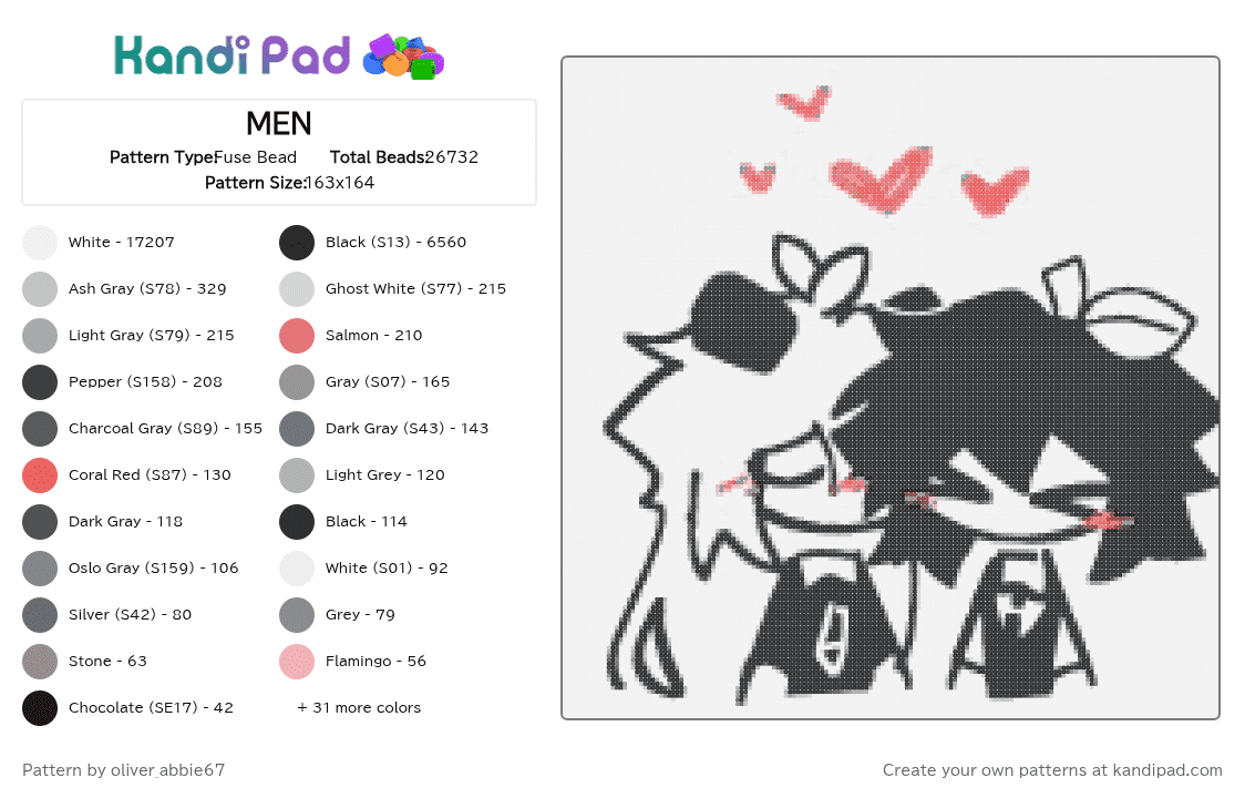 MEN - Fuse Bead Pattern by teto_vanity32 on Kandi Pad - 