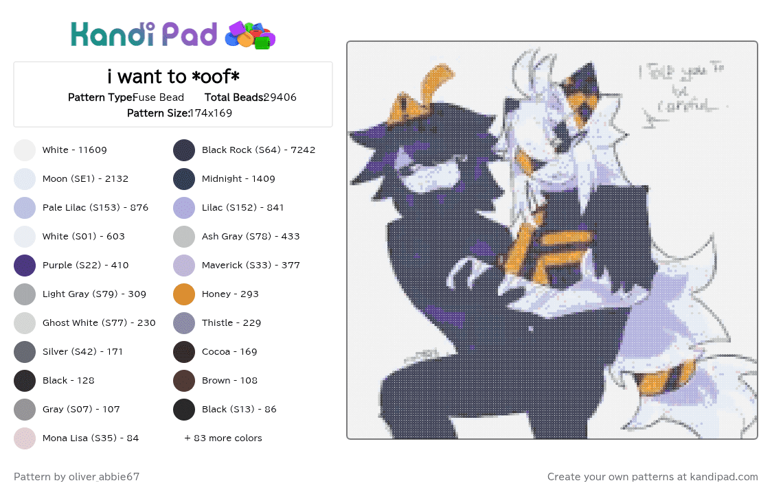 i want to *oof* - Fuse Bead Pattern by teto_vanity32 on Kandi Pad - 