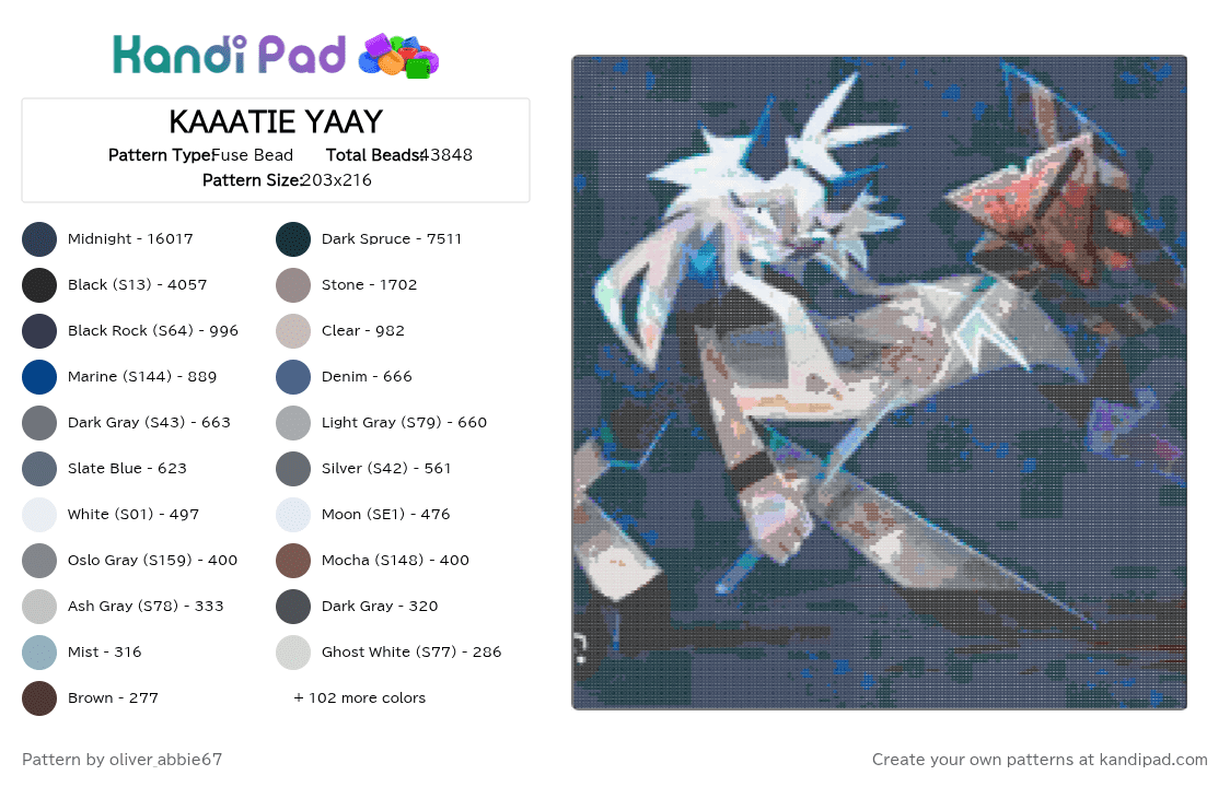 KAAATIE YAAY - Fuse Bead Pattern by teto_vanity32 on Kandi Pad - purple,gray