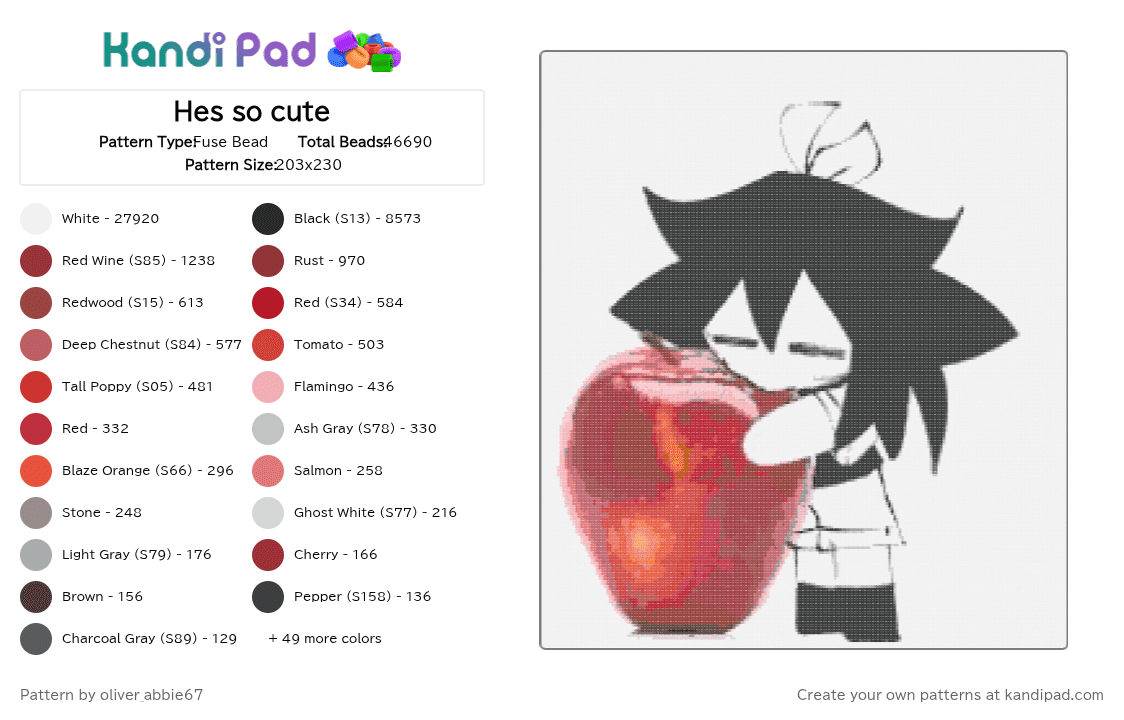 Hes so cute - Fuse Bead Pattern by teto_vanity32 on Kandi Pad - 