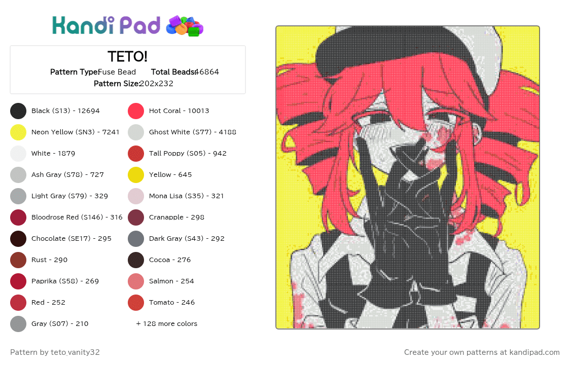 TETO! - Fuse Bead Pattern by teto_vanity32 on Kandi Pad - 