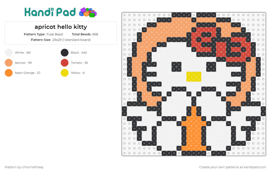 apricot hello kitty - Fuse Bead Pattern by chlorinefriday on Kandi Pad - hello kitty,sanrio,apricot,fruit