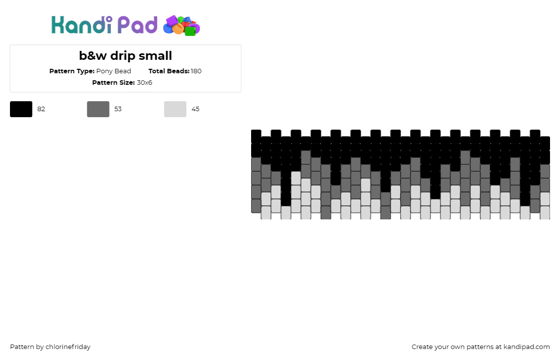 b&w drip small - Pony Bead Pattern by chlorinefriday on Kandi Pad - drip and white,cuff